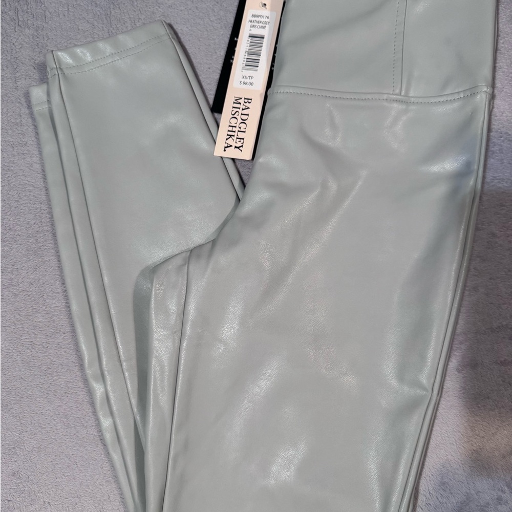 Badgley Mischka Gray Faux Leather Pants